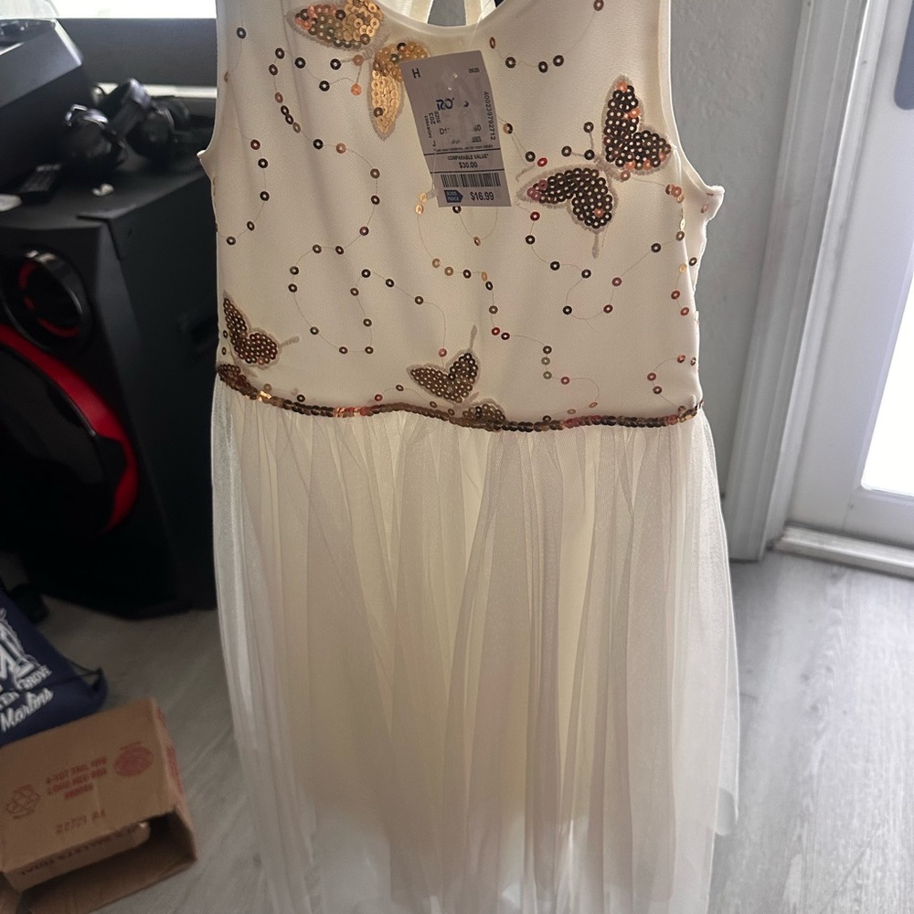 Elegant Cream and Gold Kids Dress